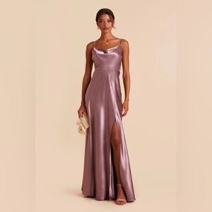 NWT Birdy Grey Lisa Long Dress in Satin Dark Mauve